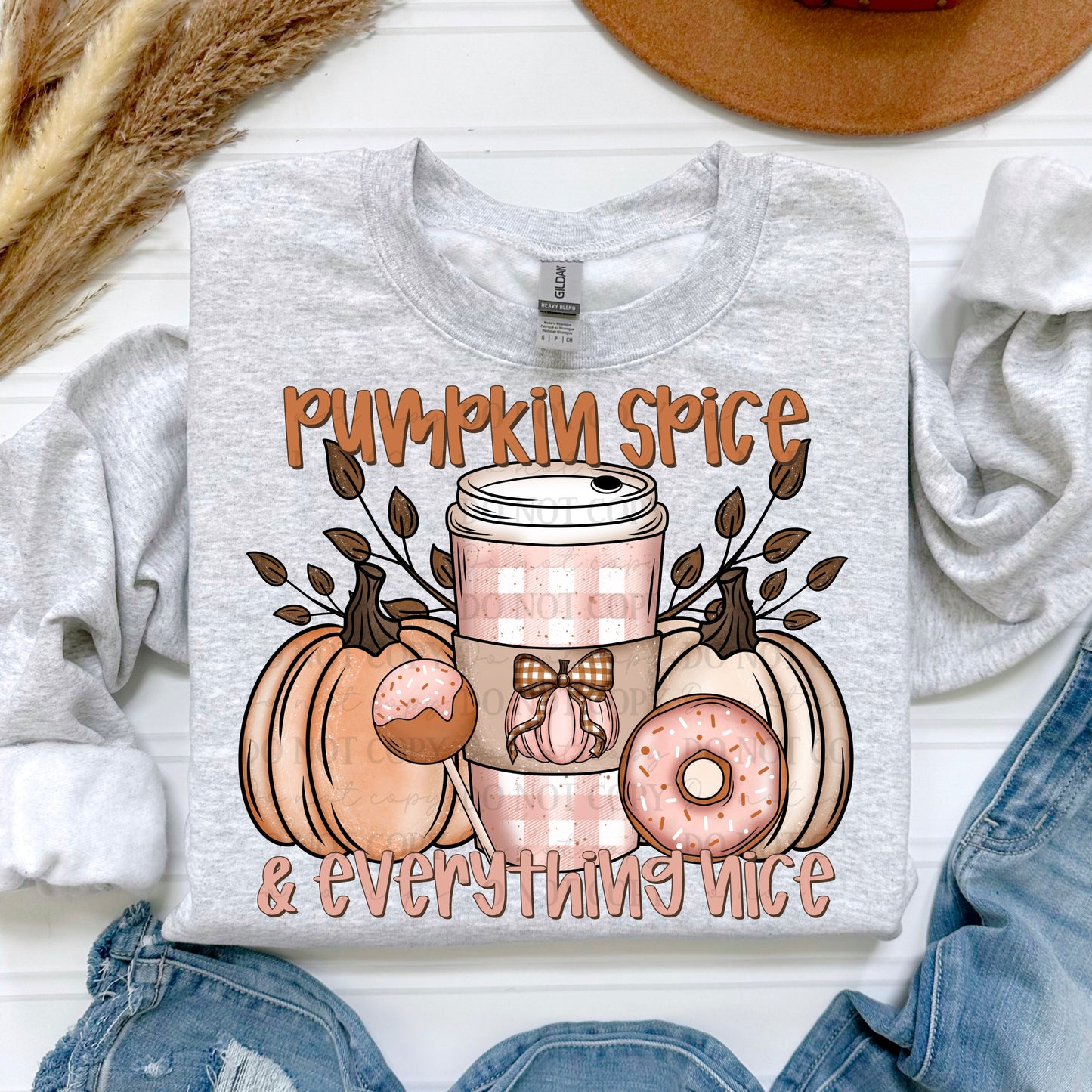 Pumpkin Spice and Everything Nice with Coffee DTF Transfer Design