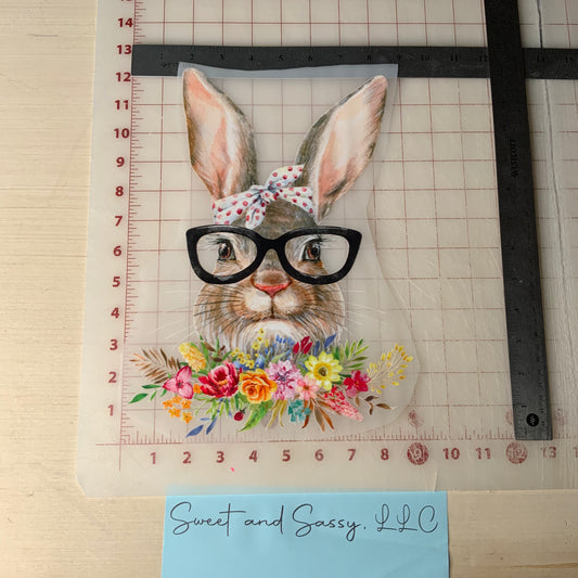 Bunny with glasses DTF Transfer Design