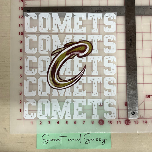 Comets Team Stars  DTF Transfer Design