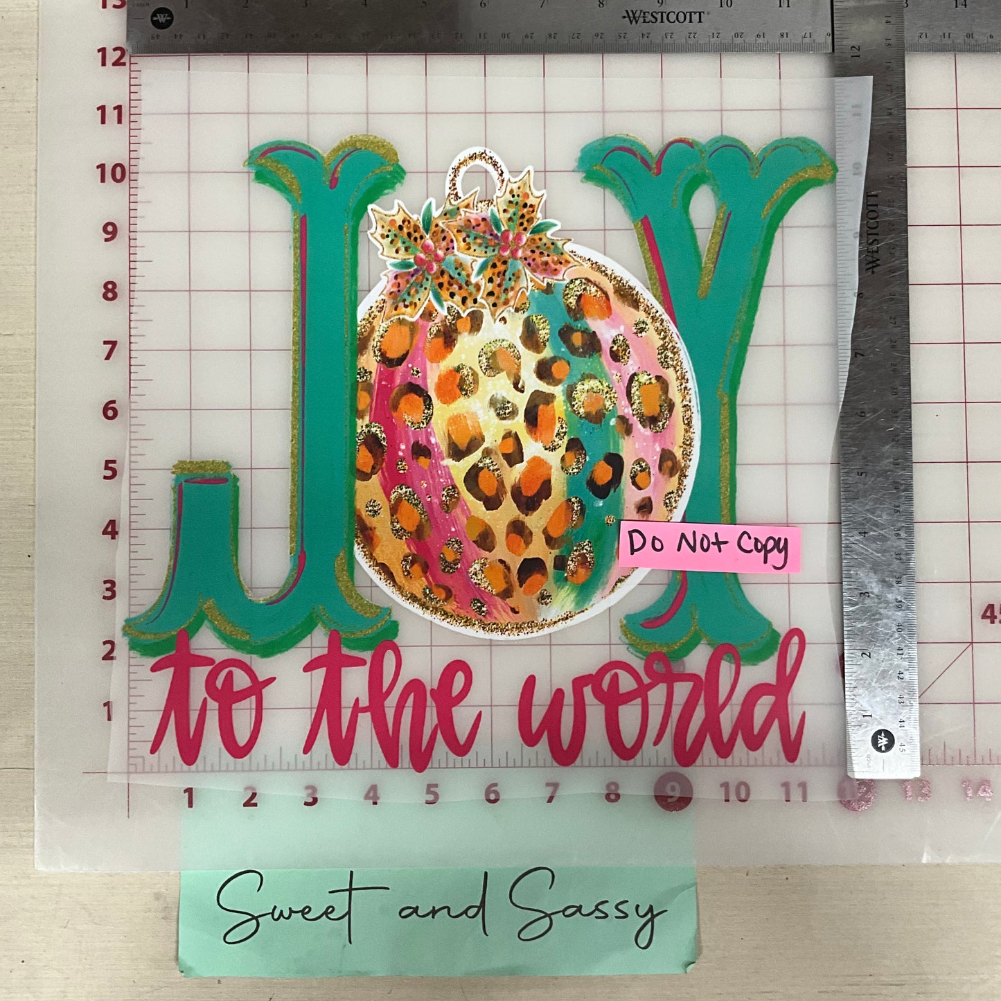 JOY TO THE WORLD ORNAMENT Bev DTF Transfer Design