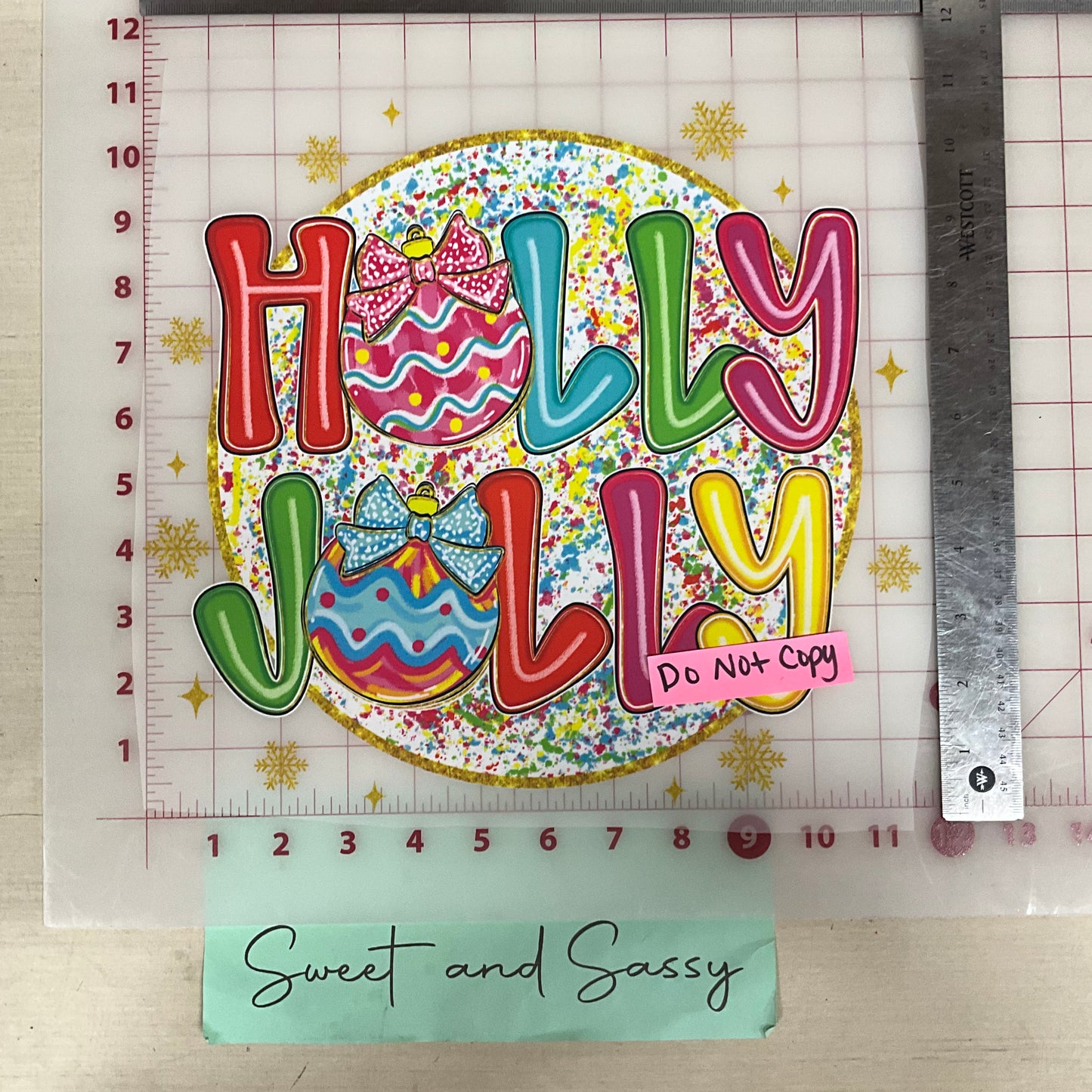 holly jolly  paint splatter circle 2 DTF Transfer Design