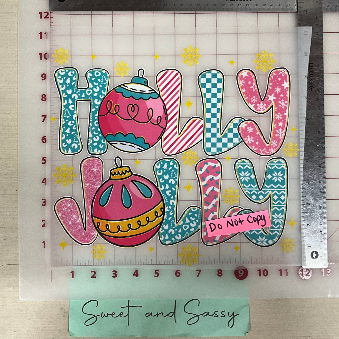 holly jolly ornament snowflakes stars DTF Transfer Design