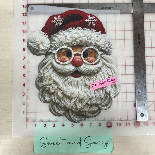 Santa glasses Yarn DTF Transfer Design