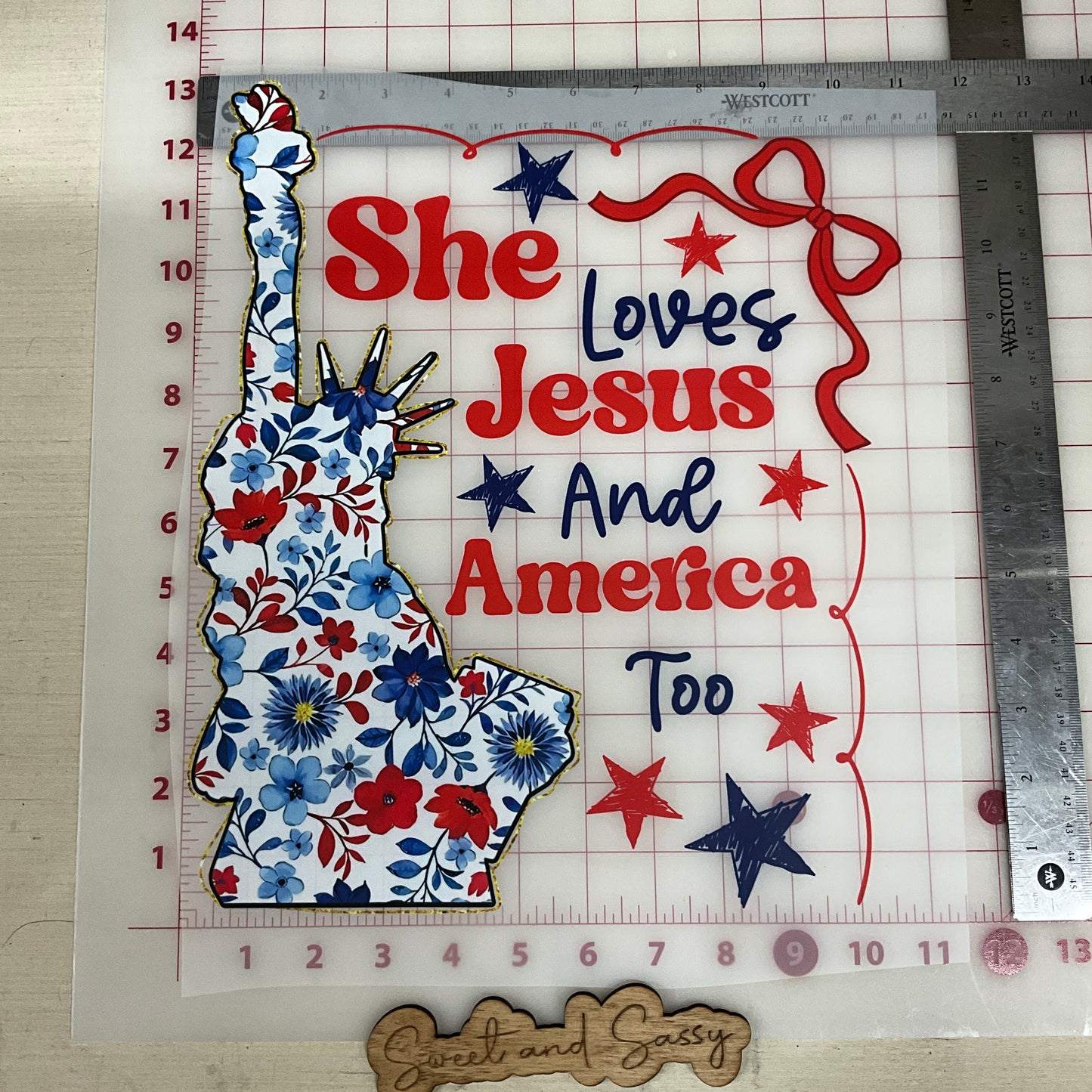 she loves jesus and America too statue of liberty   DTF Transfer Design
