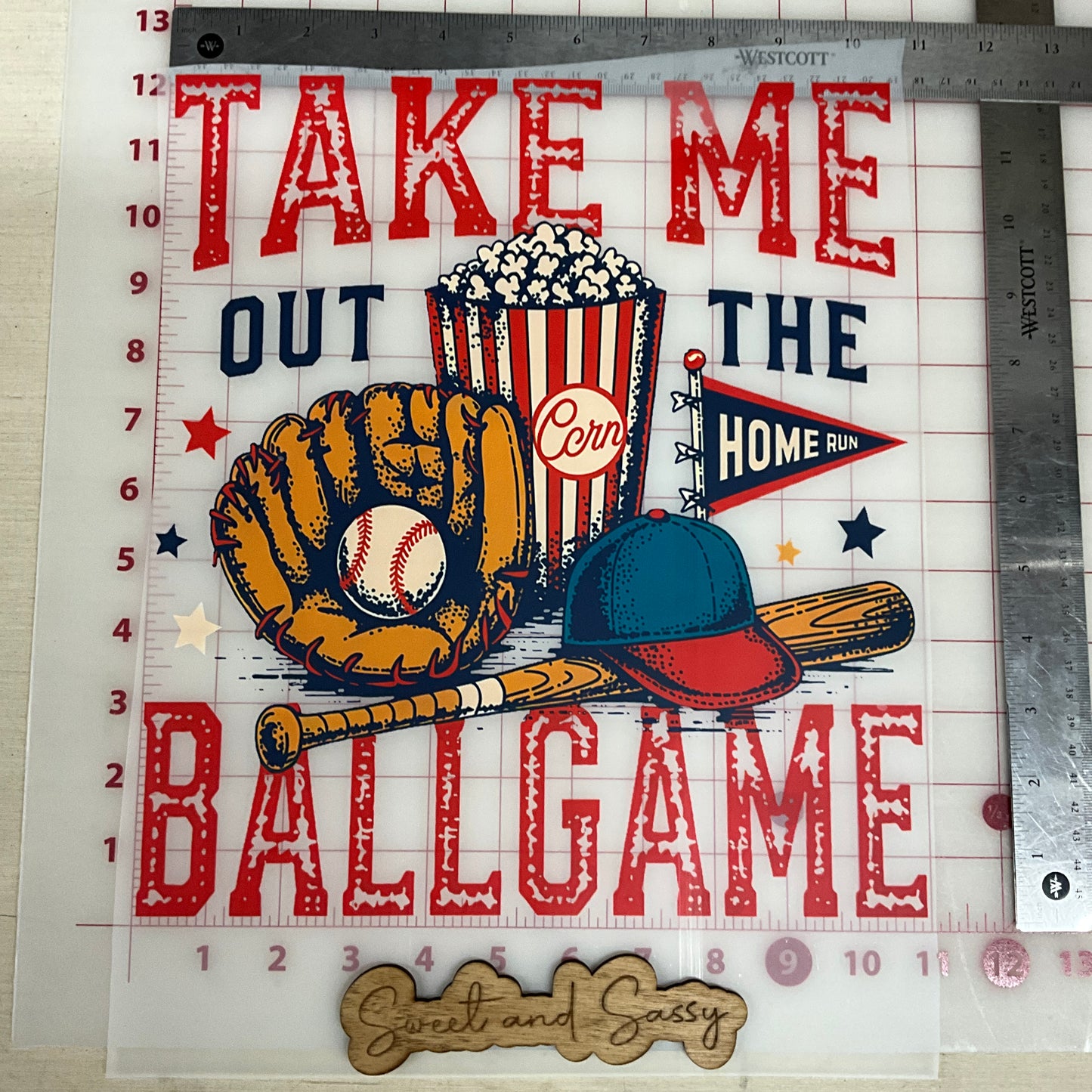 Take Me Out The Ballgame baseball DTF Transfer Design