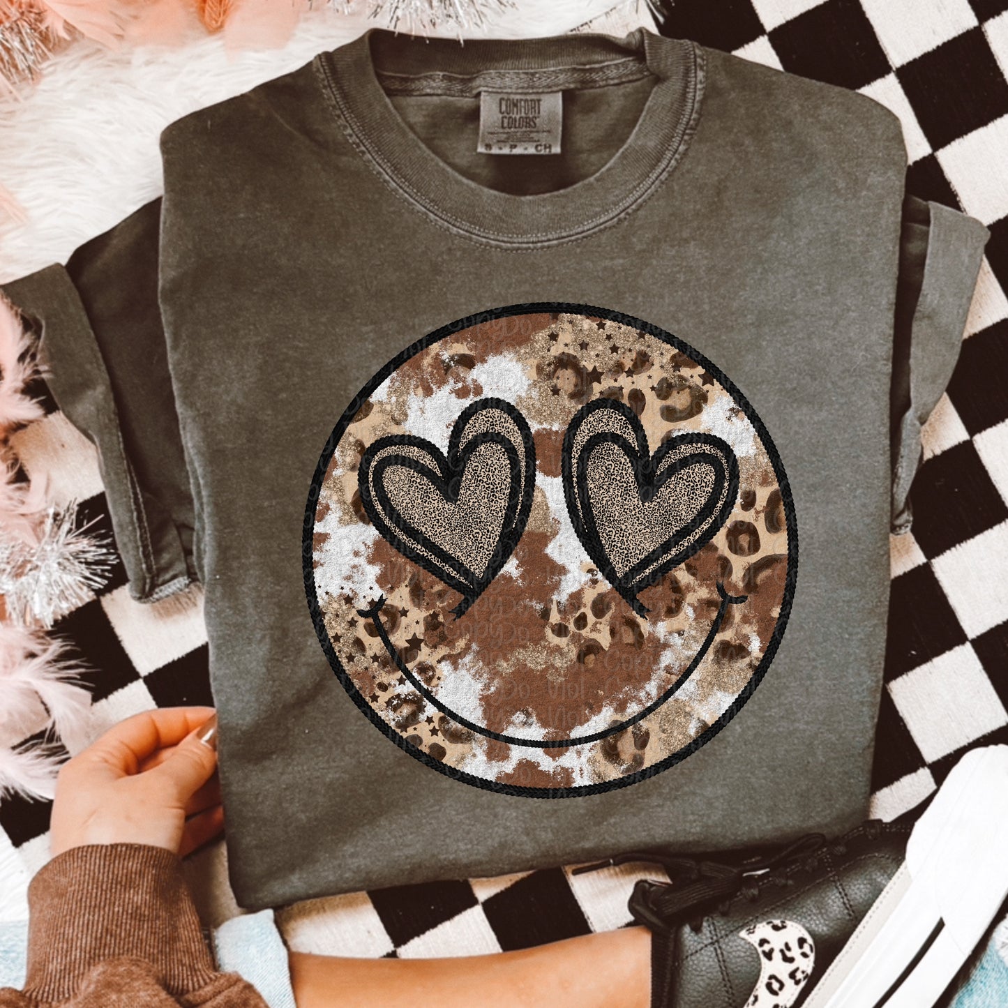 Faux Embroidery Smiley DTF Transfer Design