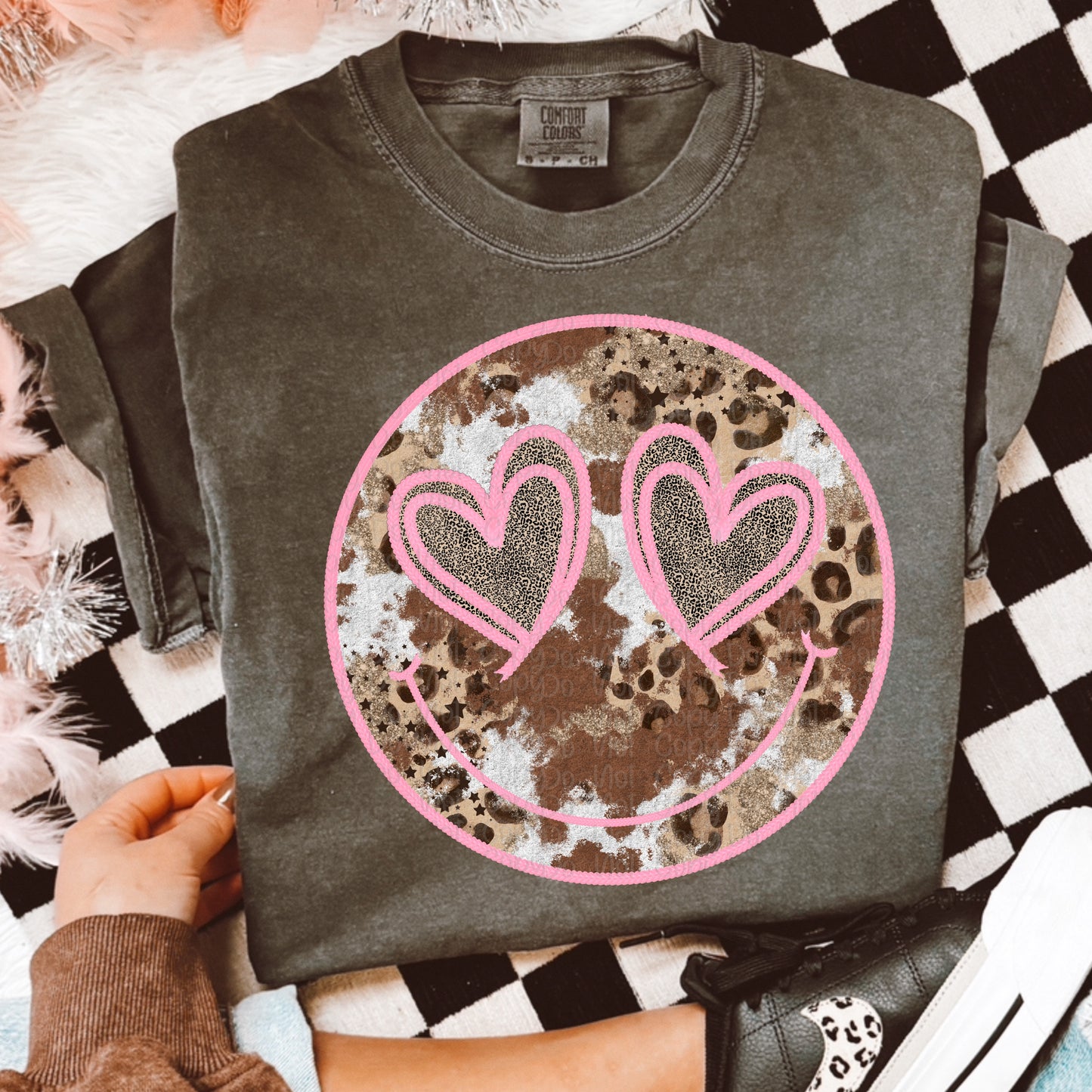 Faux Embroidery Smiley DTF Transfer Design