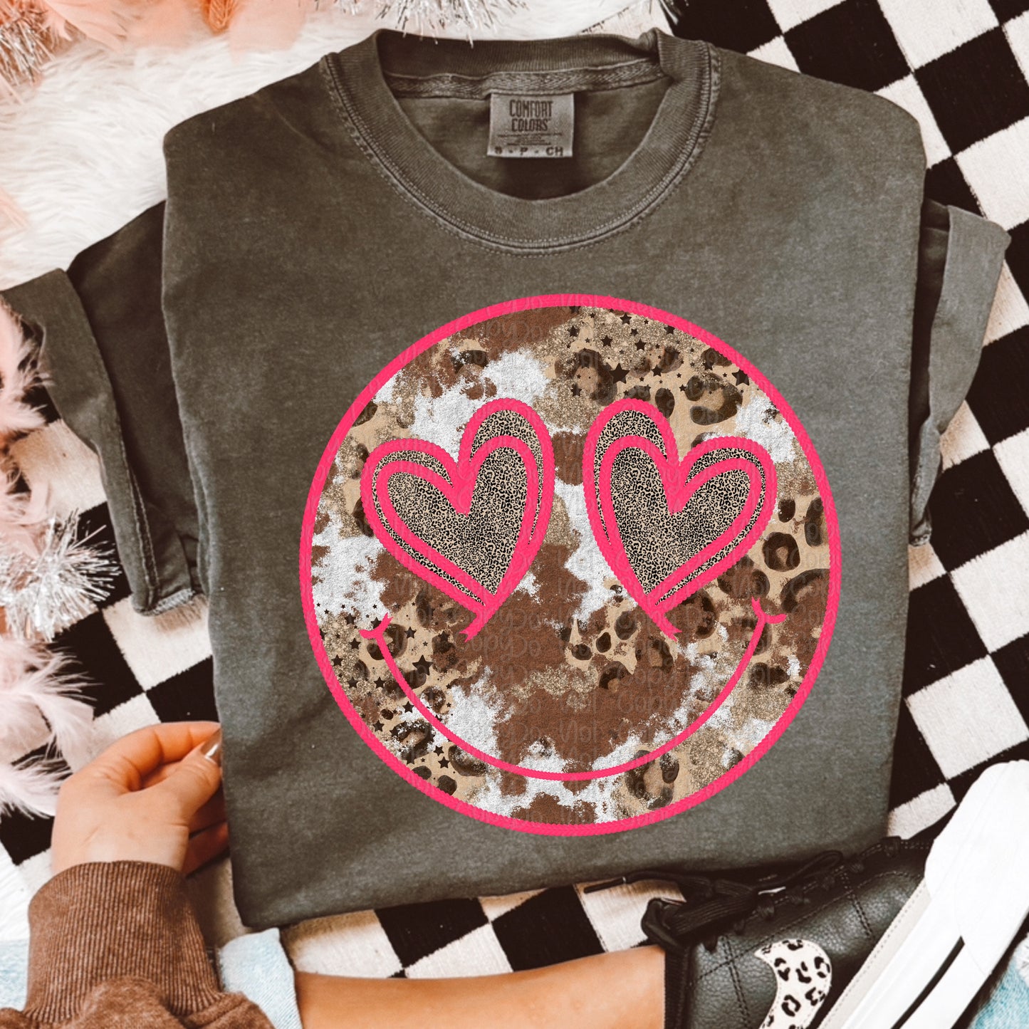 Faux Embroidery Smiley DTF Transfer Design
