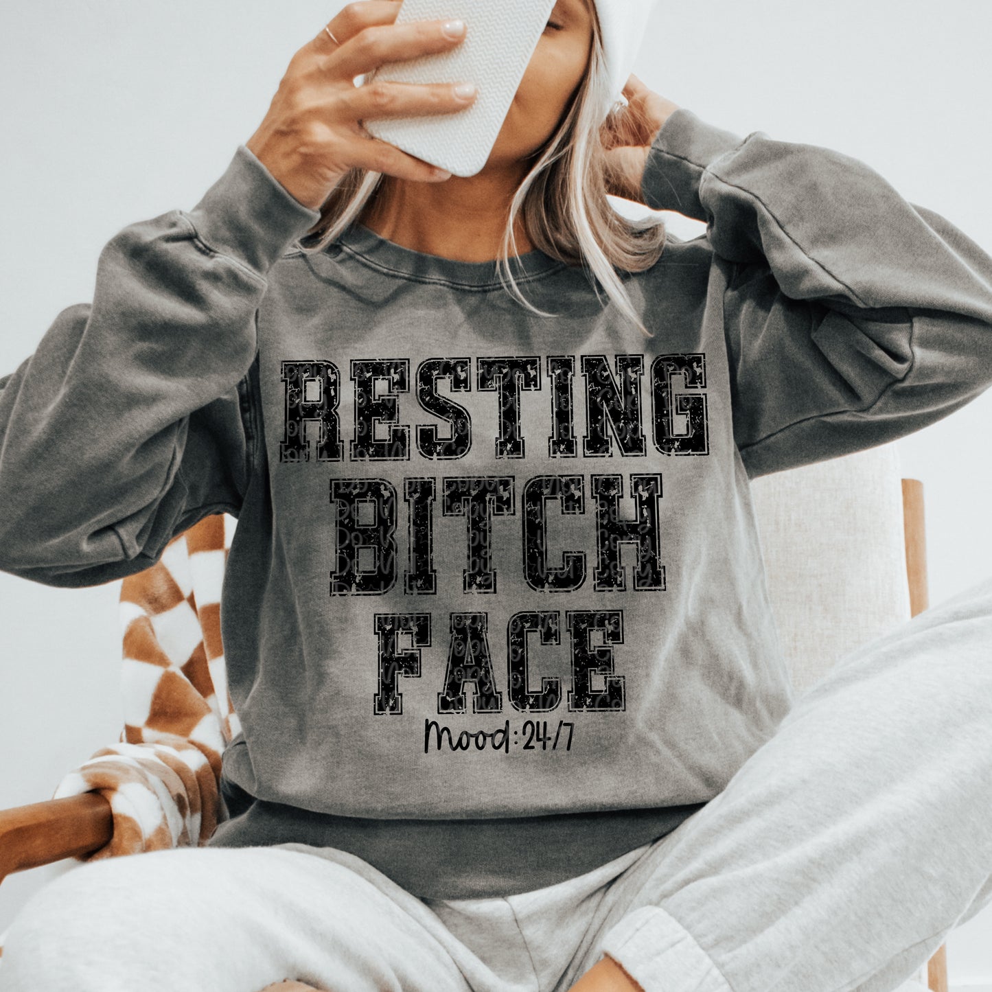 Resting Bitch Face mood 24/7 DTF Transfer Design