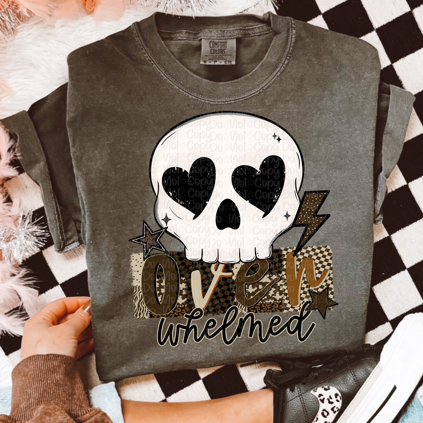 Overwhelmed skull head DTF Transfer Design