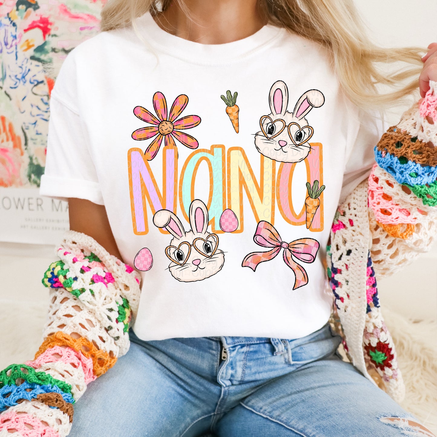 Easter doodle names mama, nana, grandma, granny DTF Transfer Design