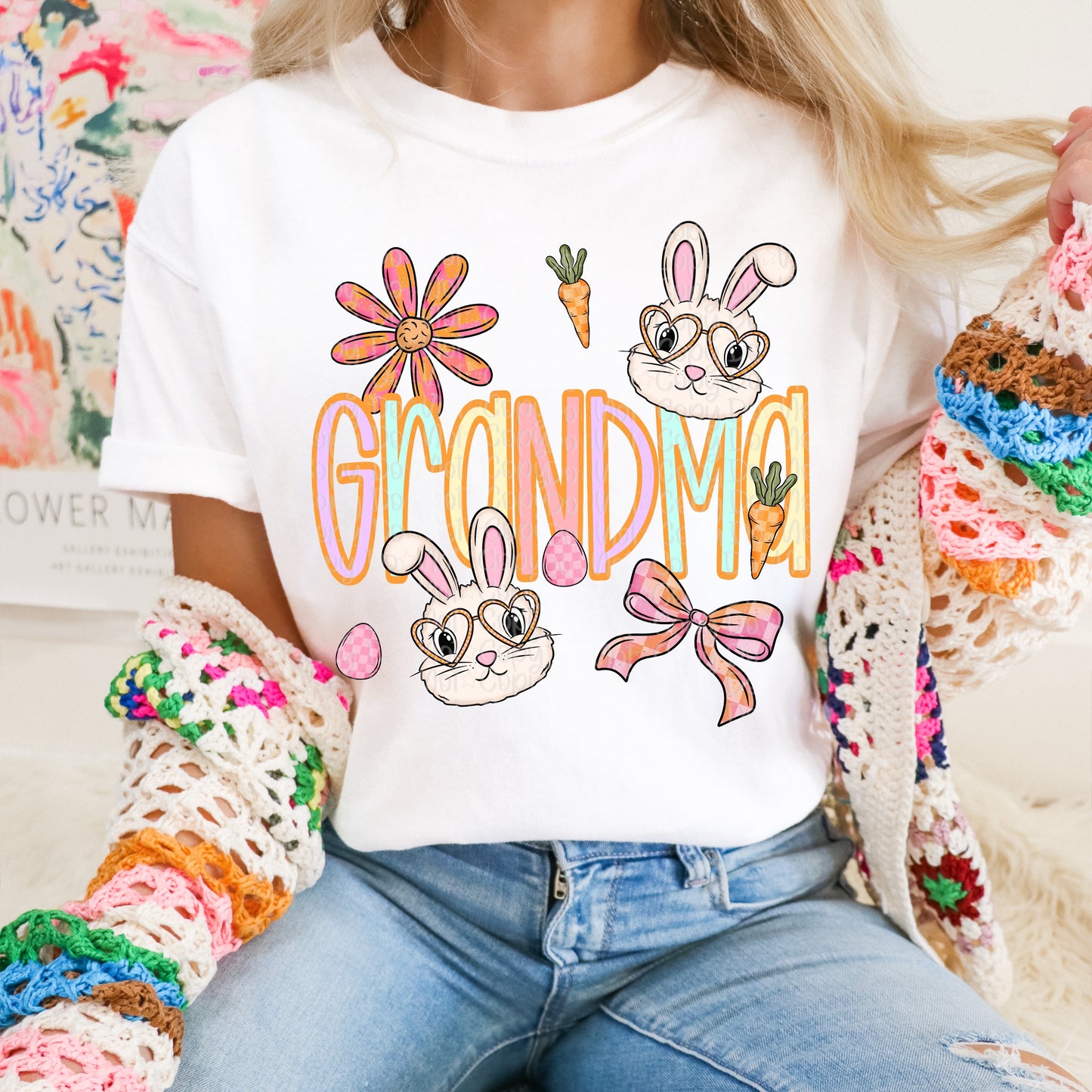 Easter doodle names mama, nana, grandma, granny DTF Transfer Design