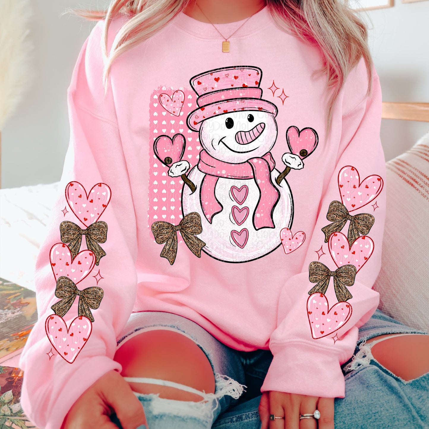 Be Mine snowman with 2 sleeves DTF Transfer Design