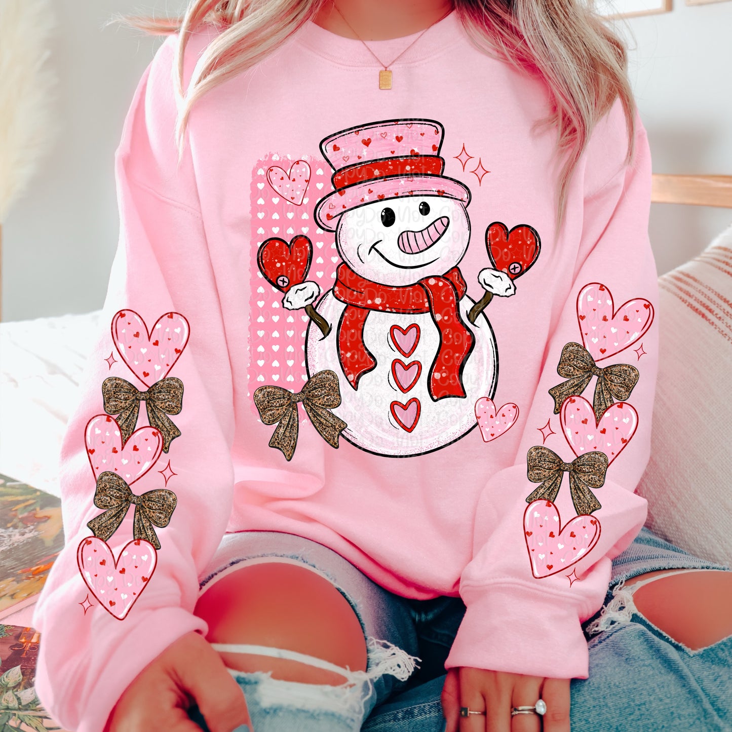 Be Mine snowman with 2 sleeves DTF Transfer Design