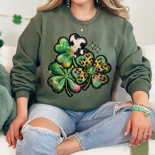 Four Leaf Clovers patterned DTF Transfer Design