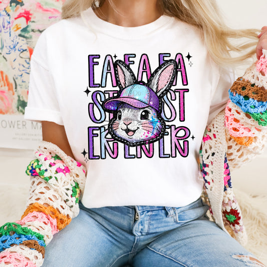 Easter stacked faux embroidery bunny head DTF Transfer Design