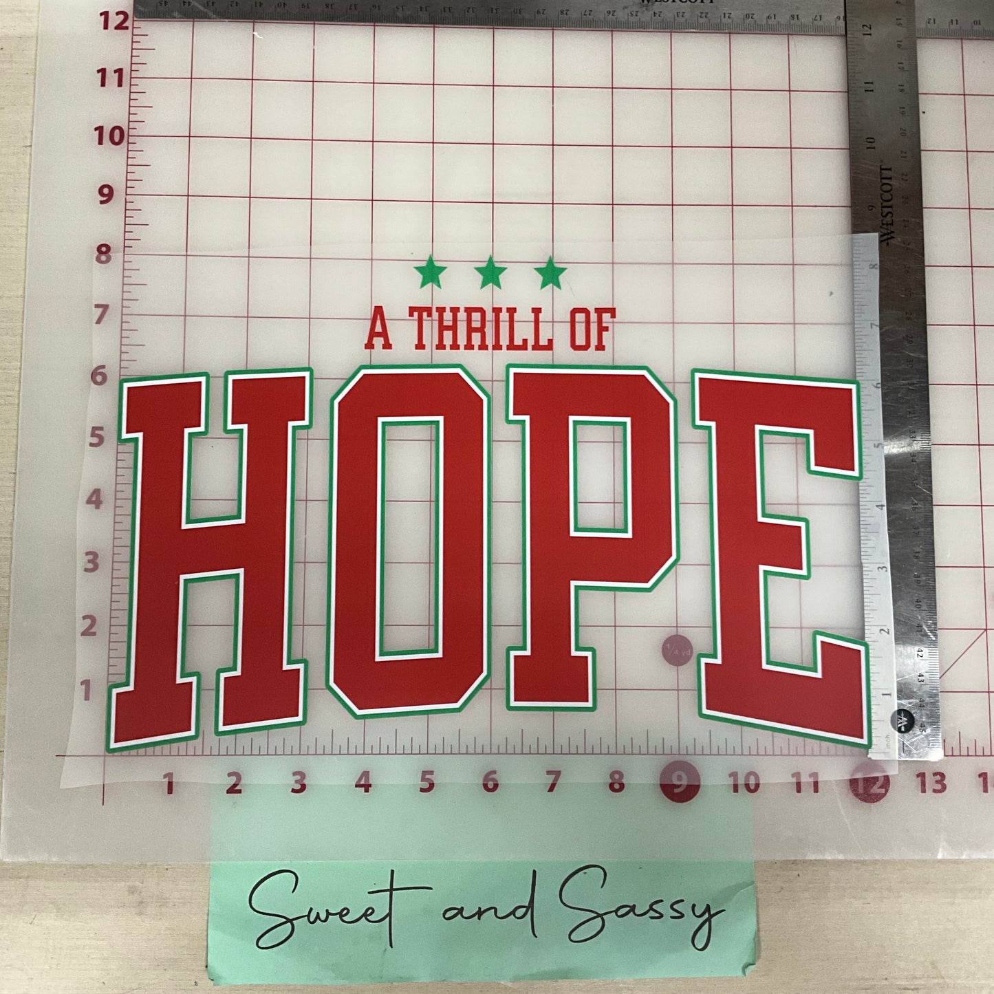 a thrill of hope red green and white DTF Transfer Design