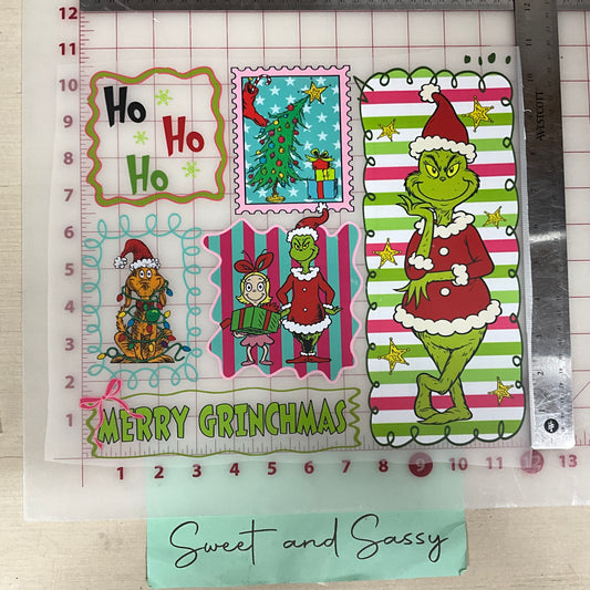 ho ho ho merry Grinchmas stamps DTF Transfer Design