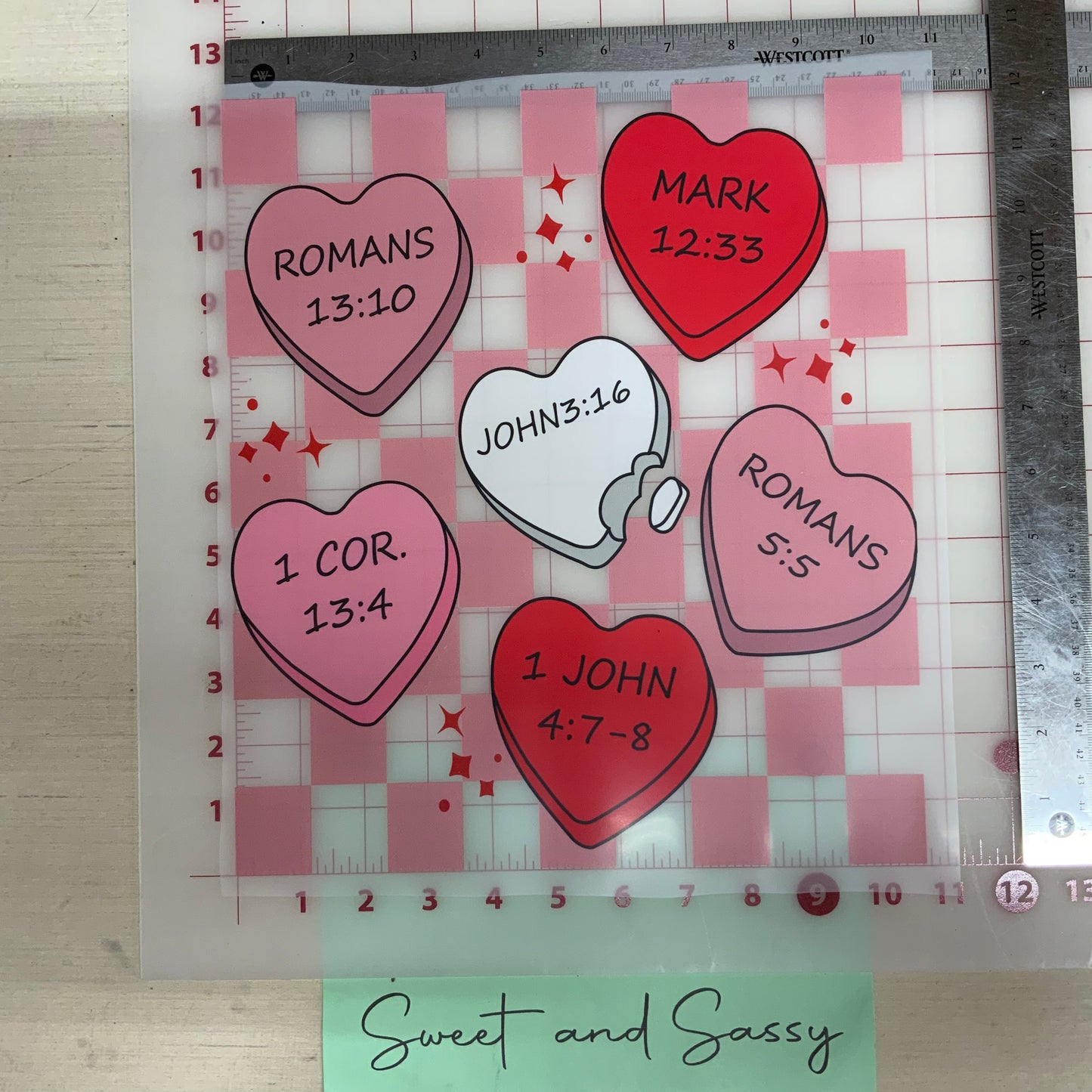 Bible Verse Candy Hearts DTF Transfer Designs