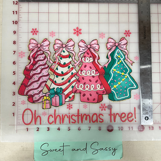 oh Christmas tree snack cakes pink DTF Transfer Design