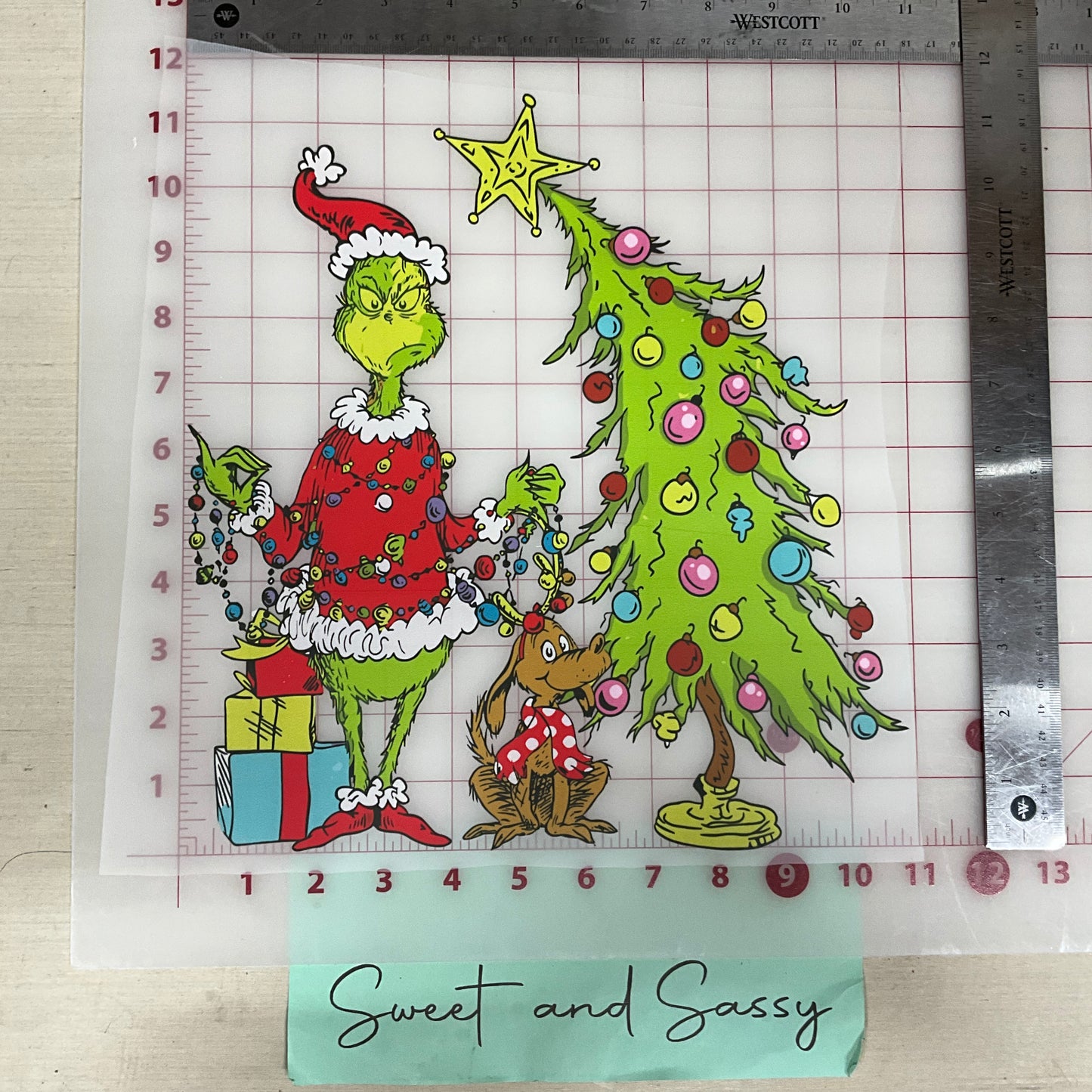 grinch with  dog and tree DTF Transfer Design