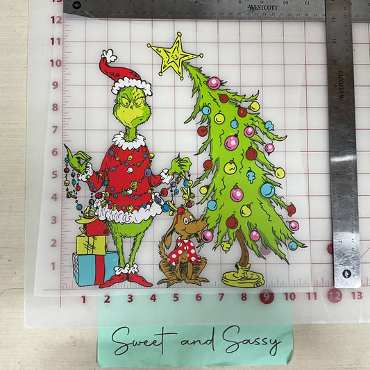 grinch with  dog and tree DTF Transfer Design
