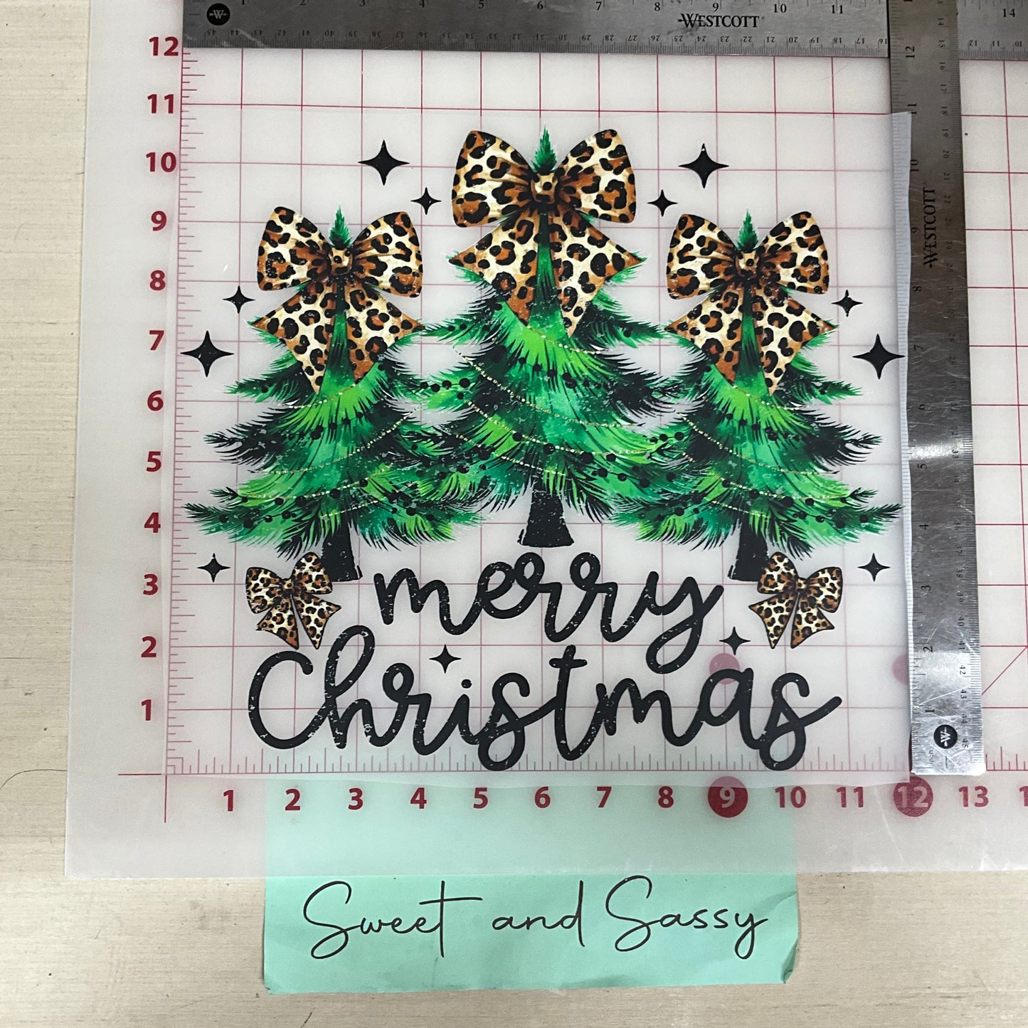 Merry Christmas trees with cheetah DTF Transfer Design