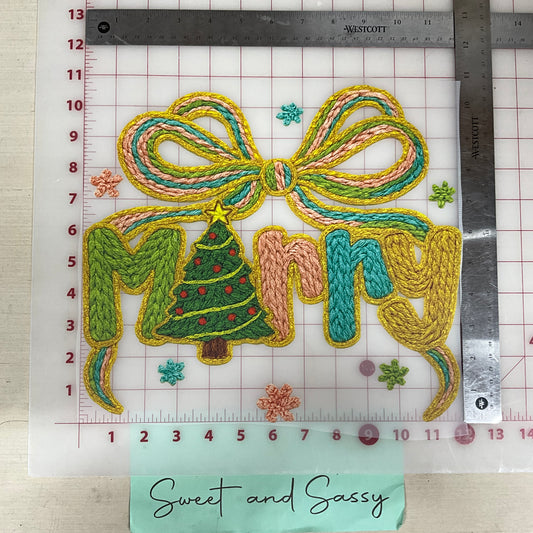 Merry Bow yarn tree DTF Transfer Design