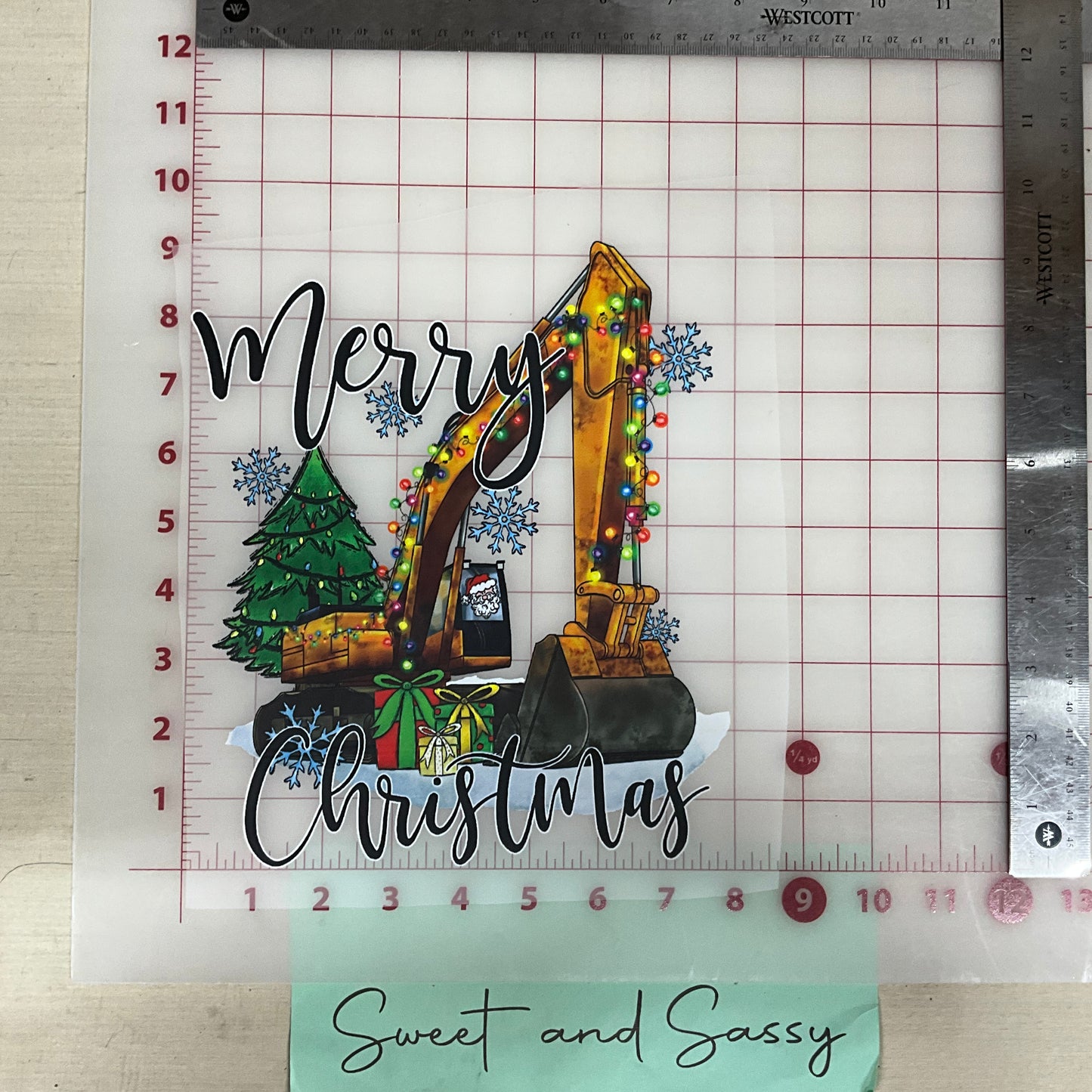 merry christmas excavator DTF Transfer Design