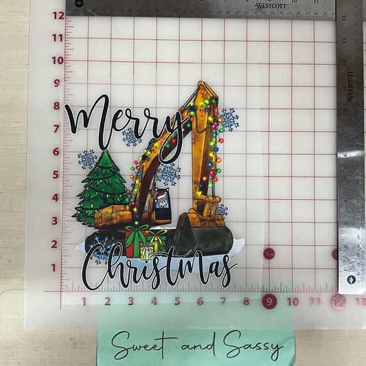 merry christmas excavator DTF Transfer Design