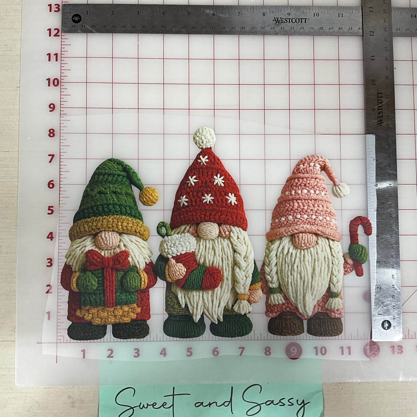 Three dwarfs made of knitting wool christmas DTF Transfer Design