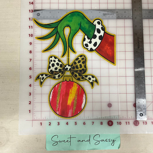 Grinch hand Colorful Christmas Ornament Png DTF Transfer Design