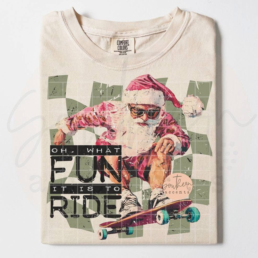 Oh What Fun Santa skateboard DTF Transfer Design