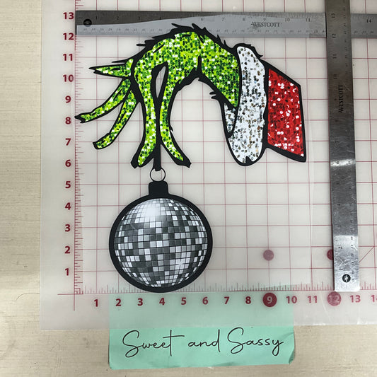 grinch disco hand ornament DTF Transfer Design