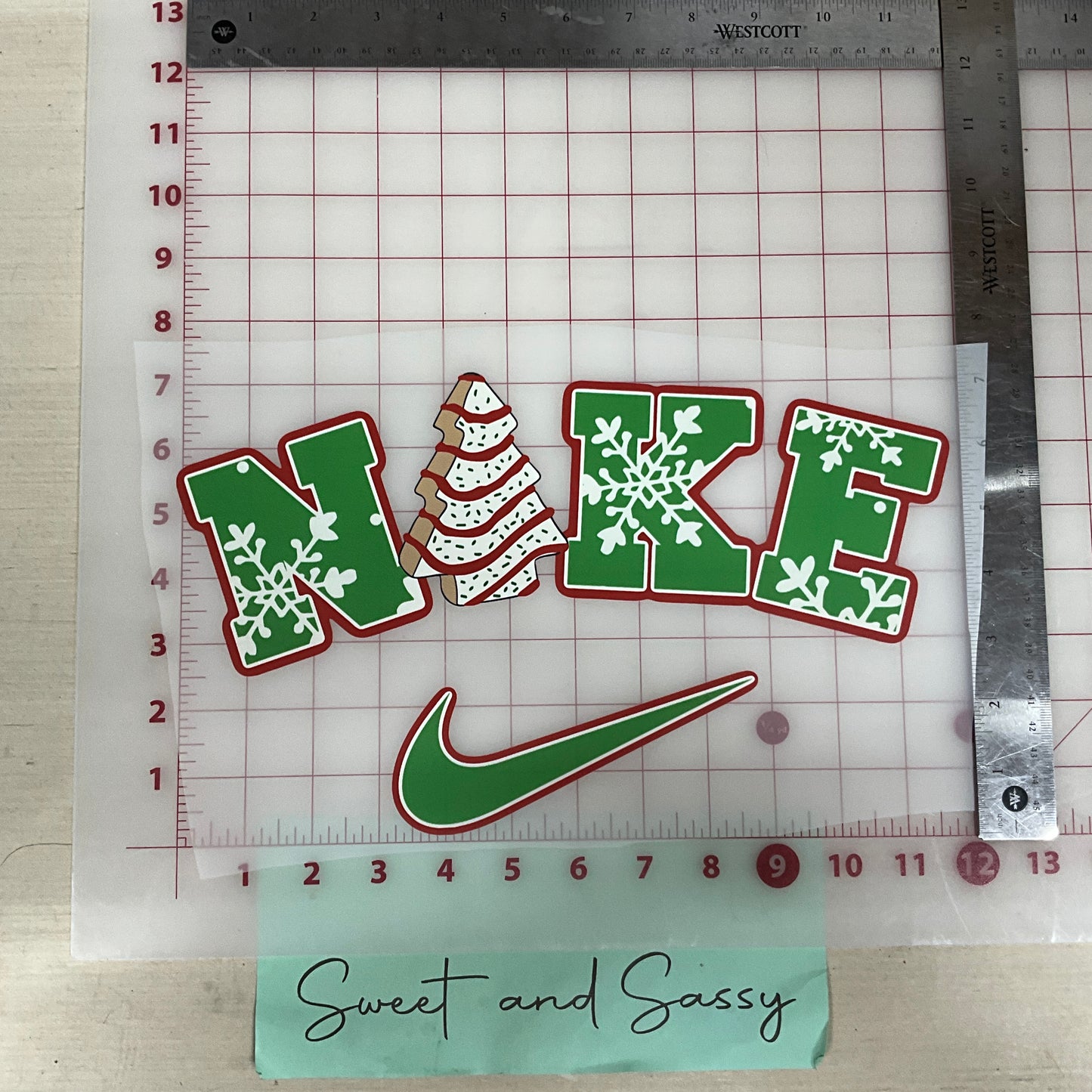 Christmas tree cake Nike DTF Transfer Design