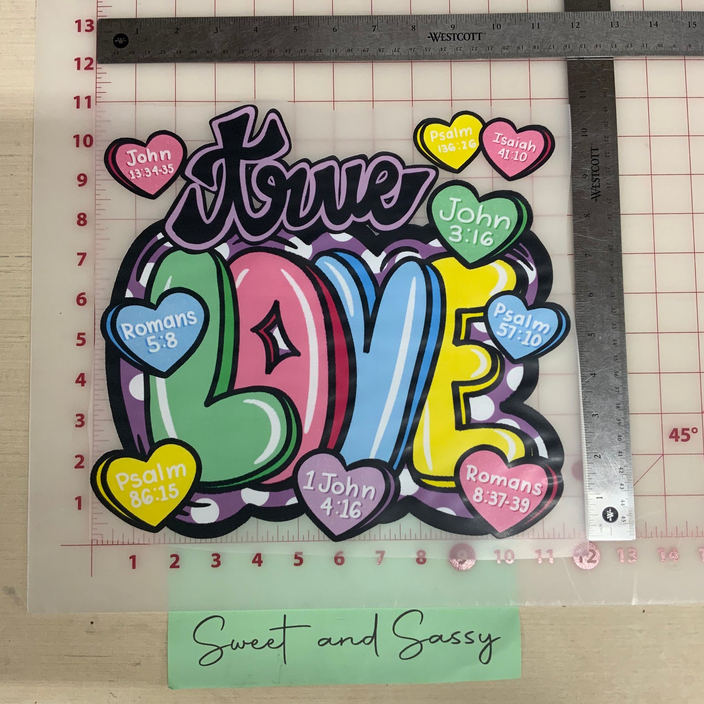 True Love Heart Candy Bible Verses DTF Transfer Design