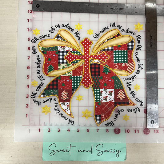 oh come let us adore him bow with cross DTF Transfer Design
