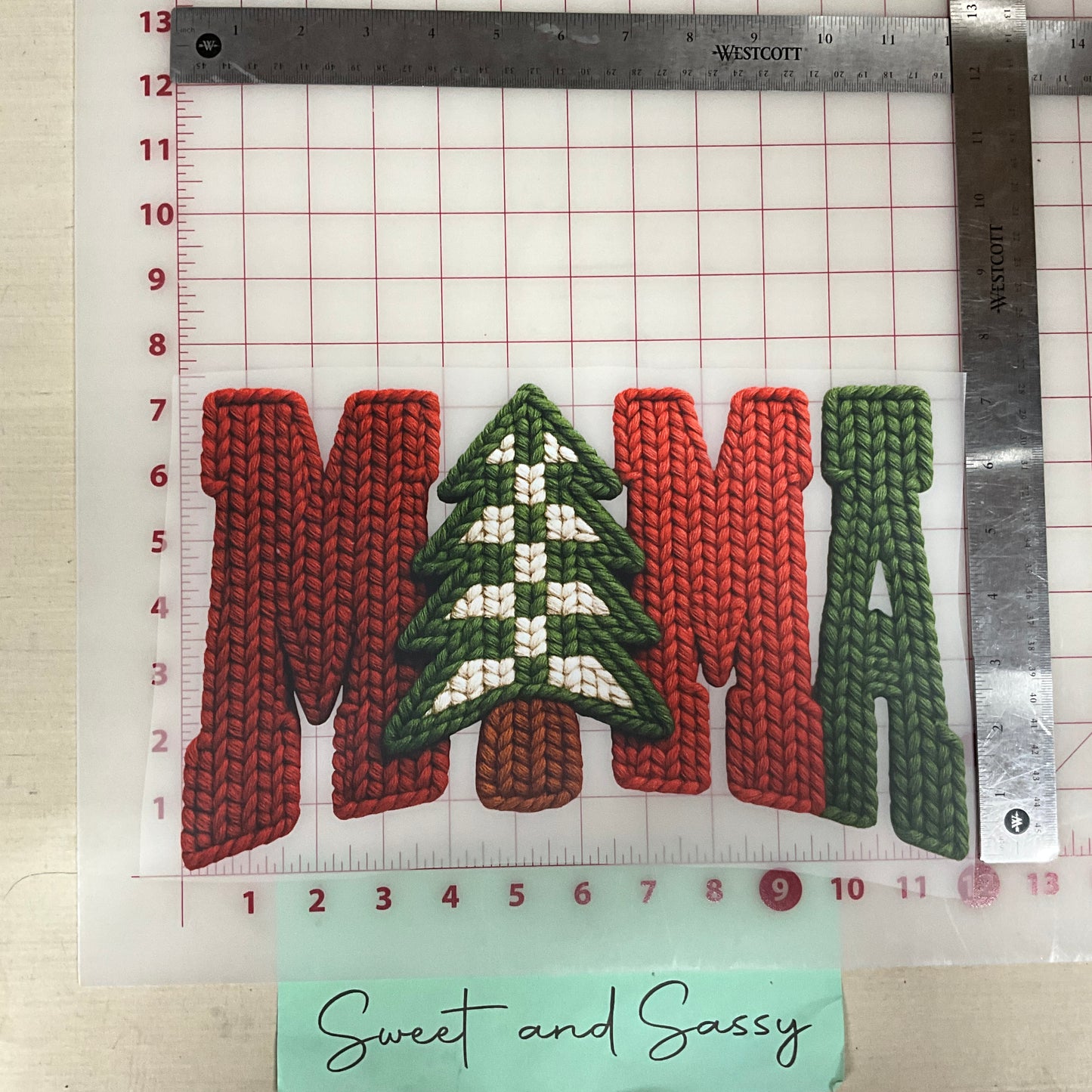 mama Christmas tree yarn DTF Transfer Design