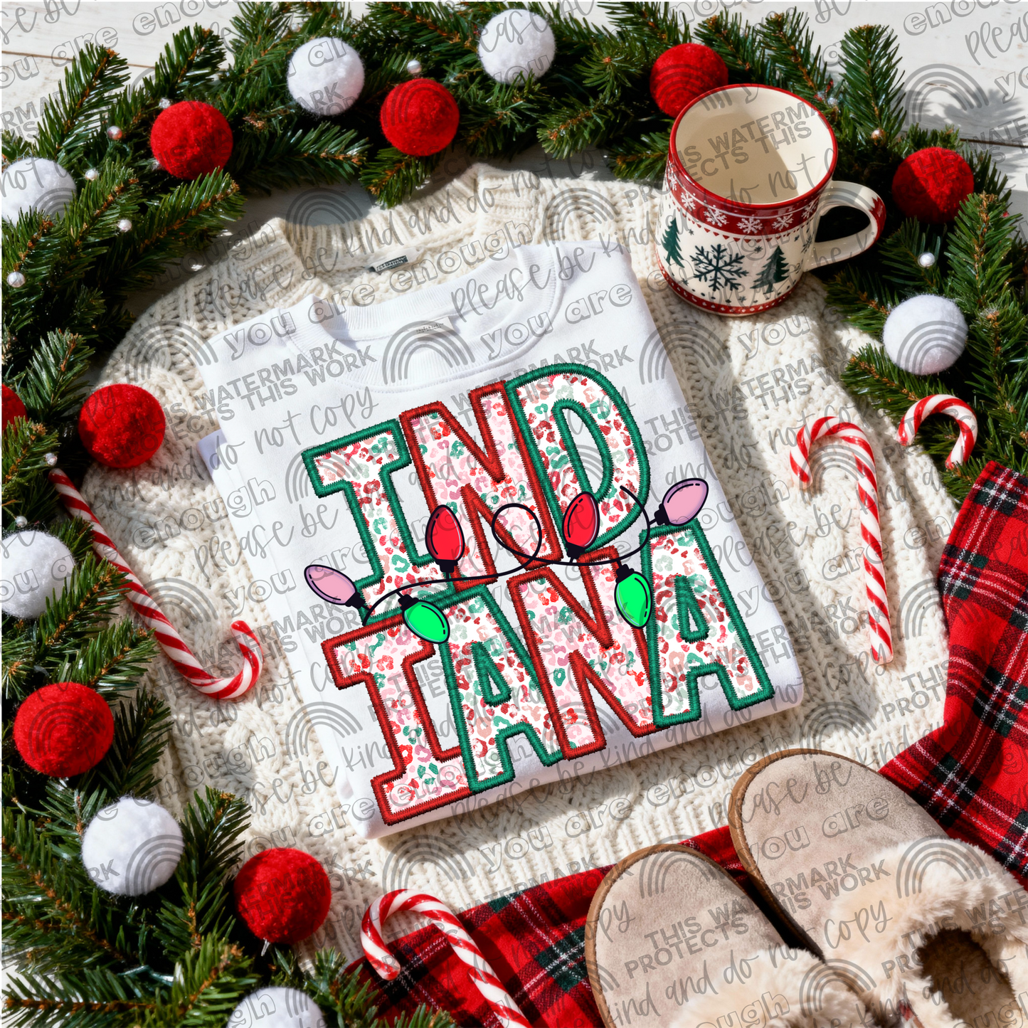 State Christmas lights DTF Transfer Design SMB