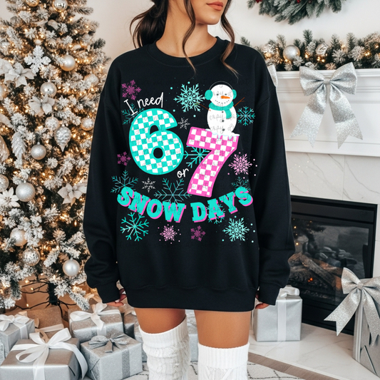 I need 6 or 7 snow days pink and blue DTF Transfer Design