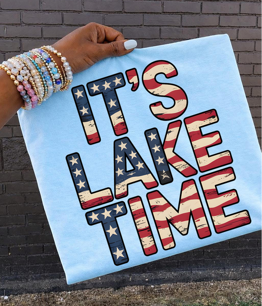It's Lake Time USA flag DTF Transfer Design