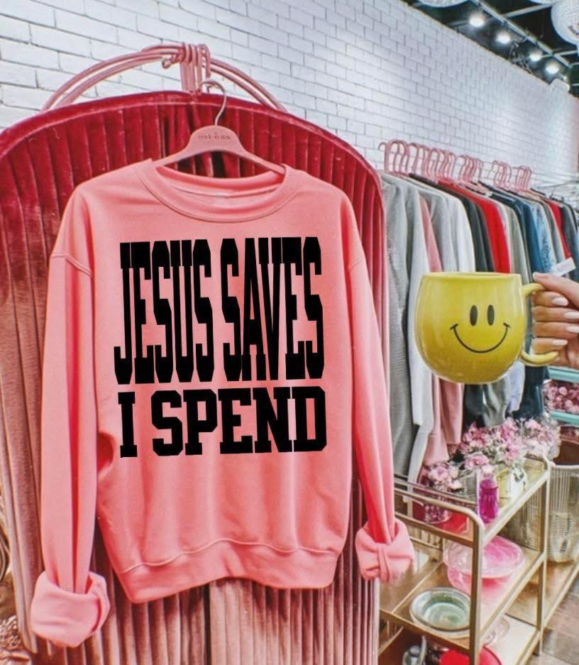 Jesus Saves I Spend black DTF Transfer Design