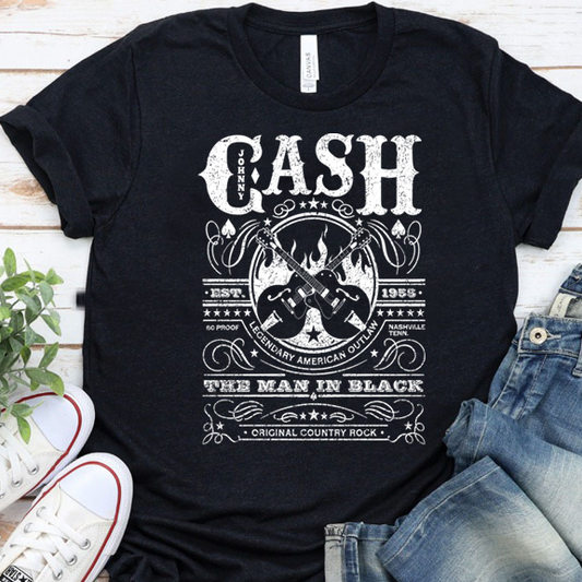 Johnny Cash White  DTF Transfer Design