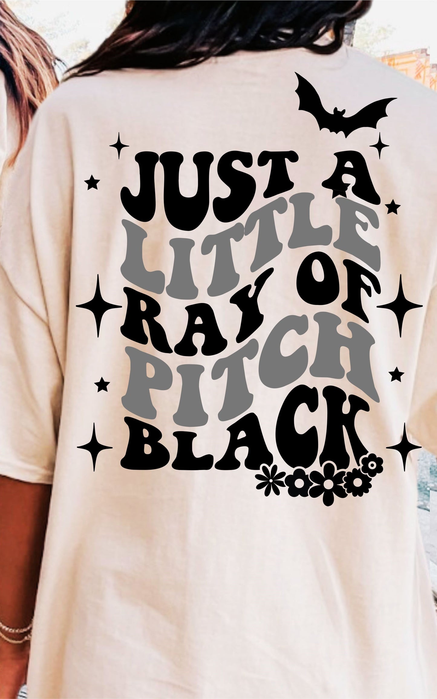 A Little Ray of Pitch Black DTF Transfer Design