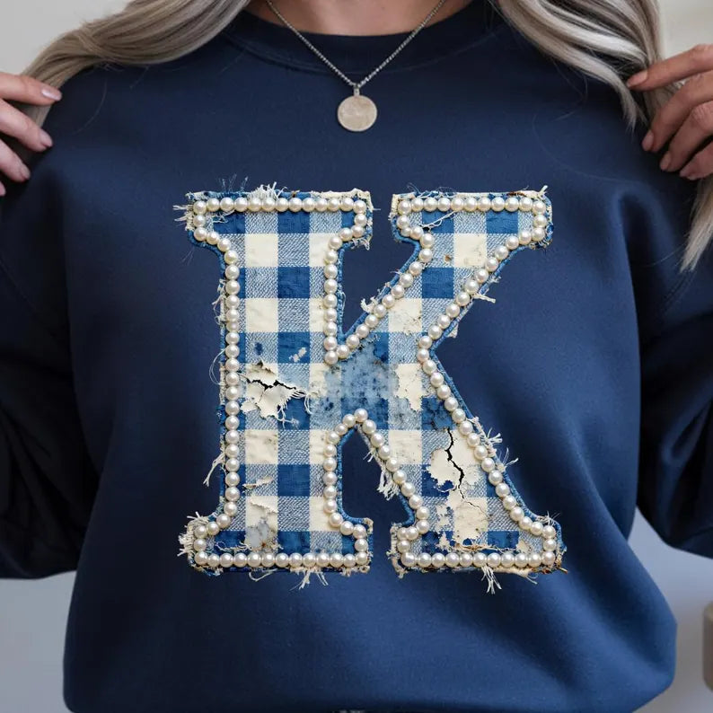 K checkered pearl DTF Transfer Design