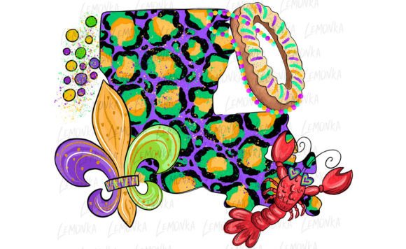 Louisiana crawfish king cake DTF Transfer Design