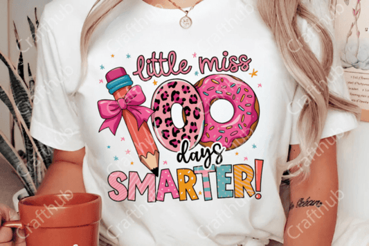 Little Miss 100 Days Smarter DTF Transfer Design CF