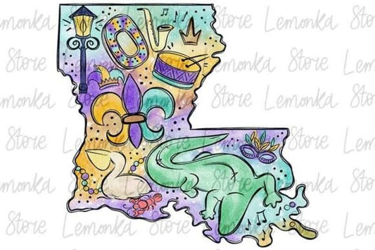 Louisiana Mardi Gras DTF Transfer Design