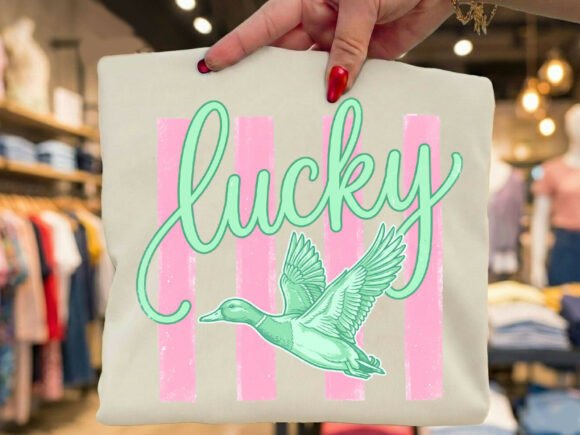 Lucky Duck preppy stripped DTF Transfer Design