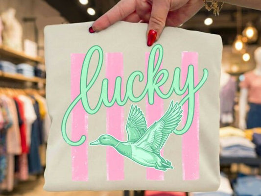 Lucky Duck preppy stripped DTF Transfer Design